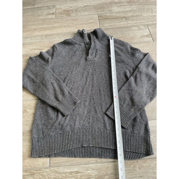 American Eagle Sweater Mens XL Gray Charcoal 1/4 Zip Buttons Athletic Fit - Picture 4 of 5